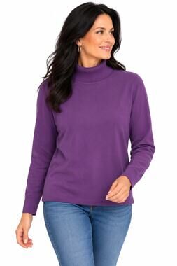 GG159 Rafaela Purple Ribbed Turtleneck Long Sleeve PTP 21” Long 21”